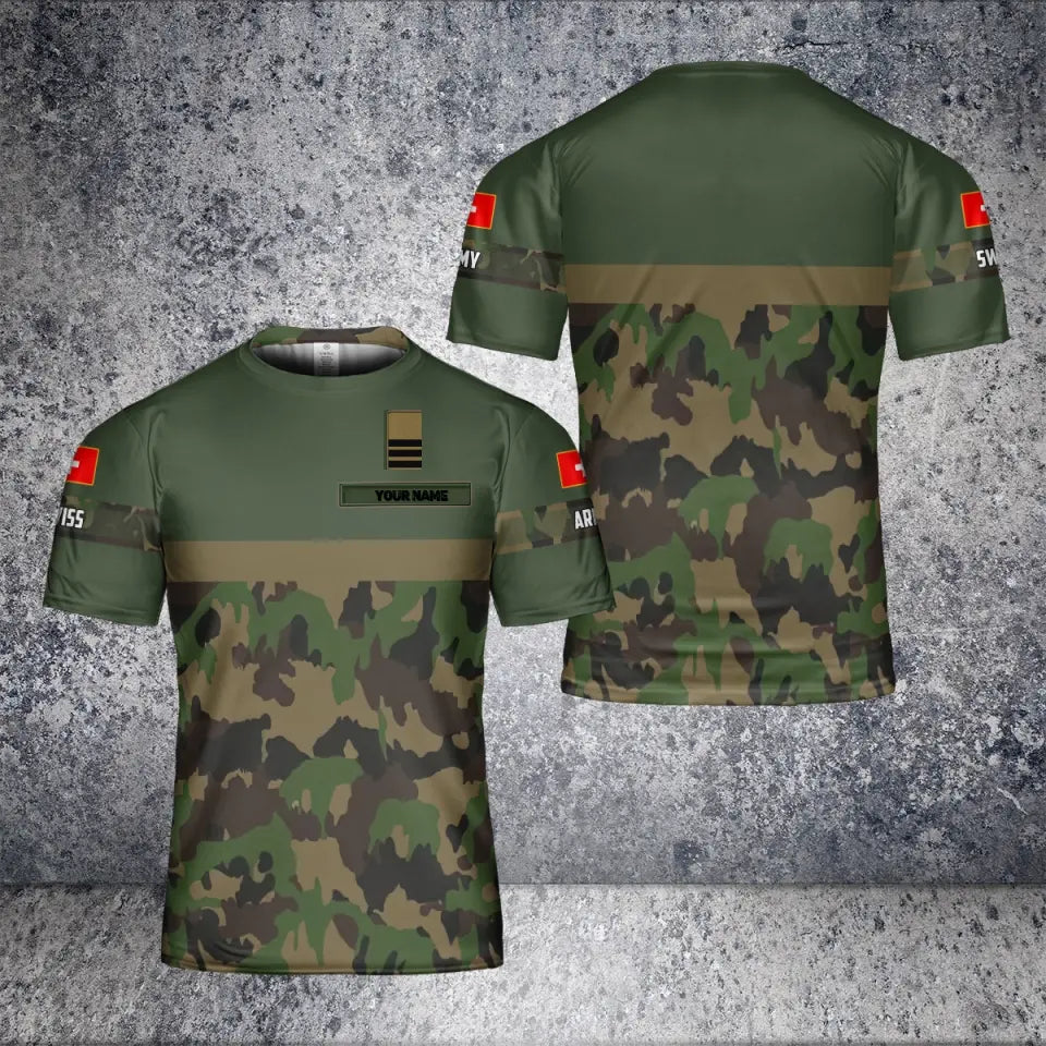 Personalized Swiss Solider/ Veteran Camo With Name And Rank T-Shirt 3D Printed - 2901240001