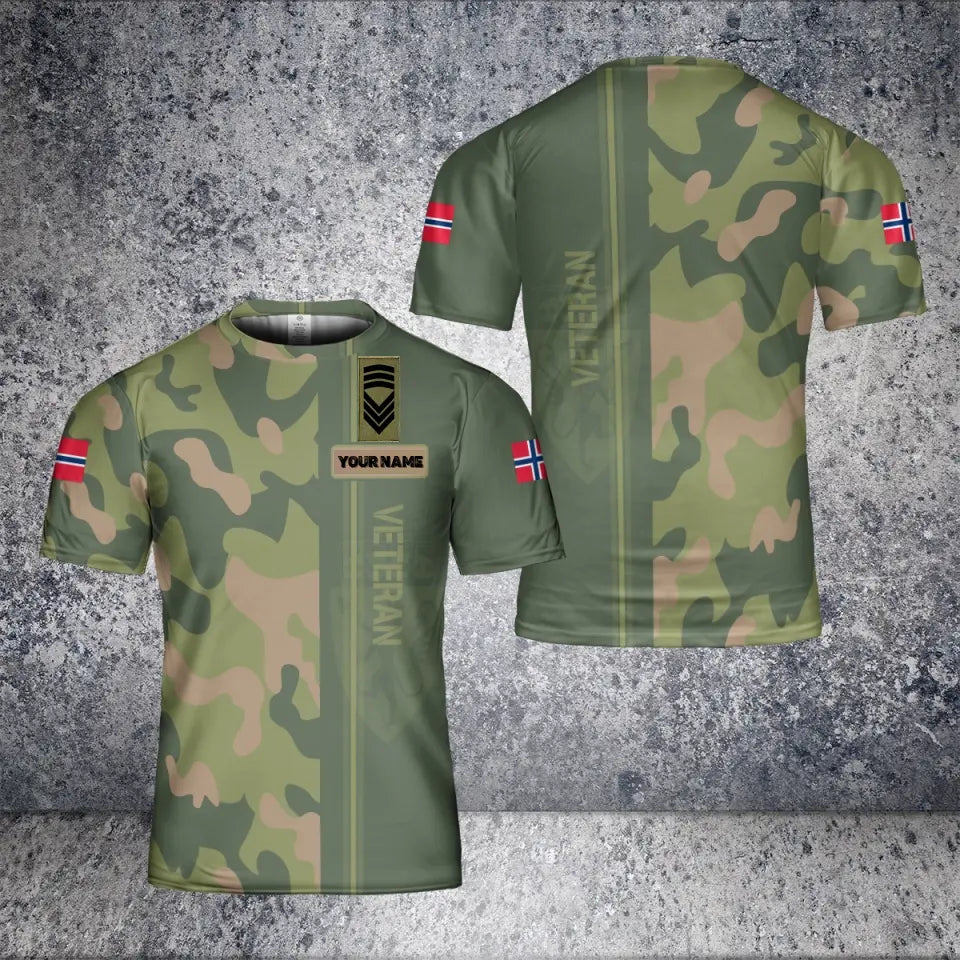 Personalized Norway Solider/ Veteran Camo With Name And Rank T-Shirt 3D Printed - 1901240001