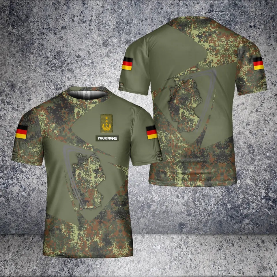 Personalized German Solider/ Veteran Camo With Name And Rank T-Shirt 3D Printed - 1706227202