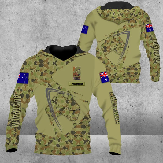 Personalized Australian Solider/ Veteran Camo With Name And Rank Hoodie - 0604230005