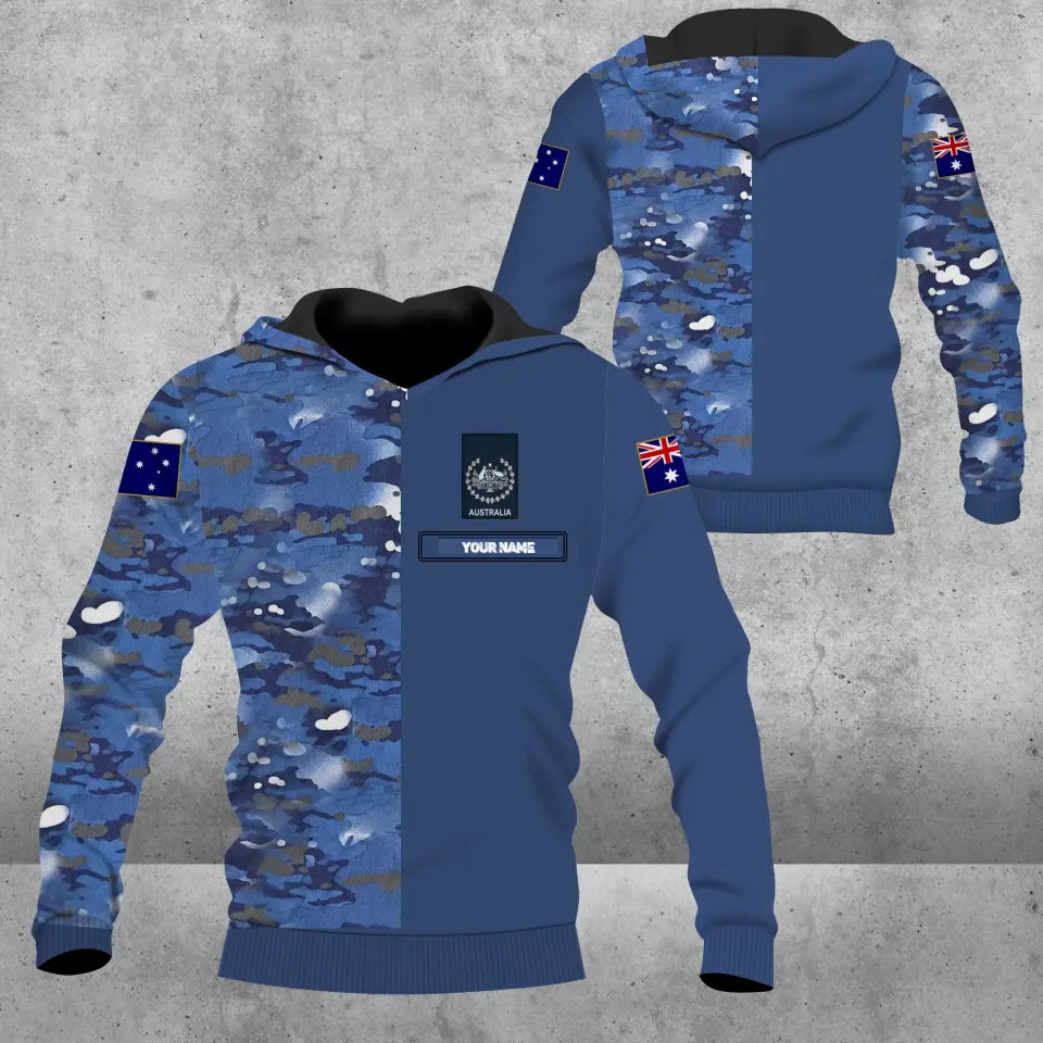 Personalized Australian Solider/ Veteran Camo With Name And Rank Hoodie - 0604230009