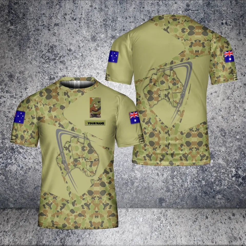 Personalized Australian Solider/ Veteran Camo With Name And Rank T-Shirt 3D Printed - 2001240003