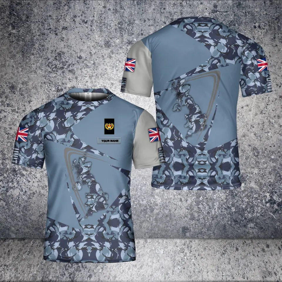 Personalized United Kingdom Solider/ Veteran Camo With Name And Rank T-Shirt 3D Printed - 0604230005