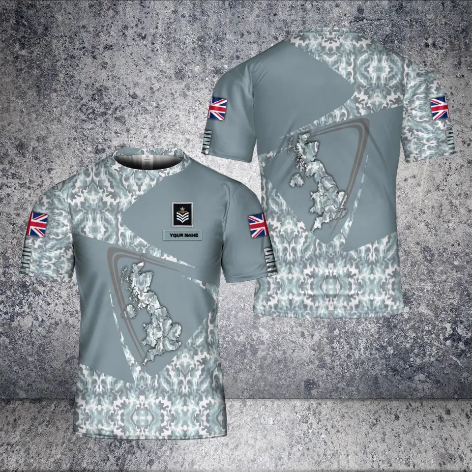 Personalized United Kingdom Solider/ Veteran Camo With Name And Rank T-Shirt 3D Printed - 1680739204