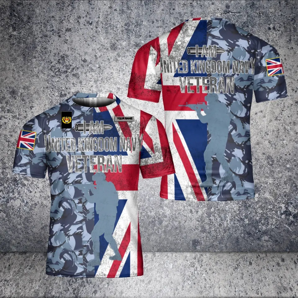 Personalized United Kingdom Solider/ Veteran Camo With Name And Rank T-Shirt 3D Printed - 1680739206
