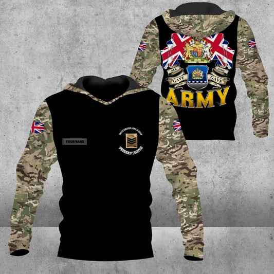 Personalized United Kingdom Solider/ Veteran Camo With Name And Rank Hoodie 3D Printed - 0604230008
