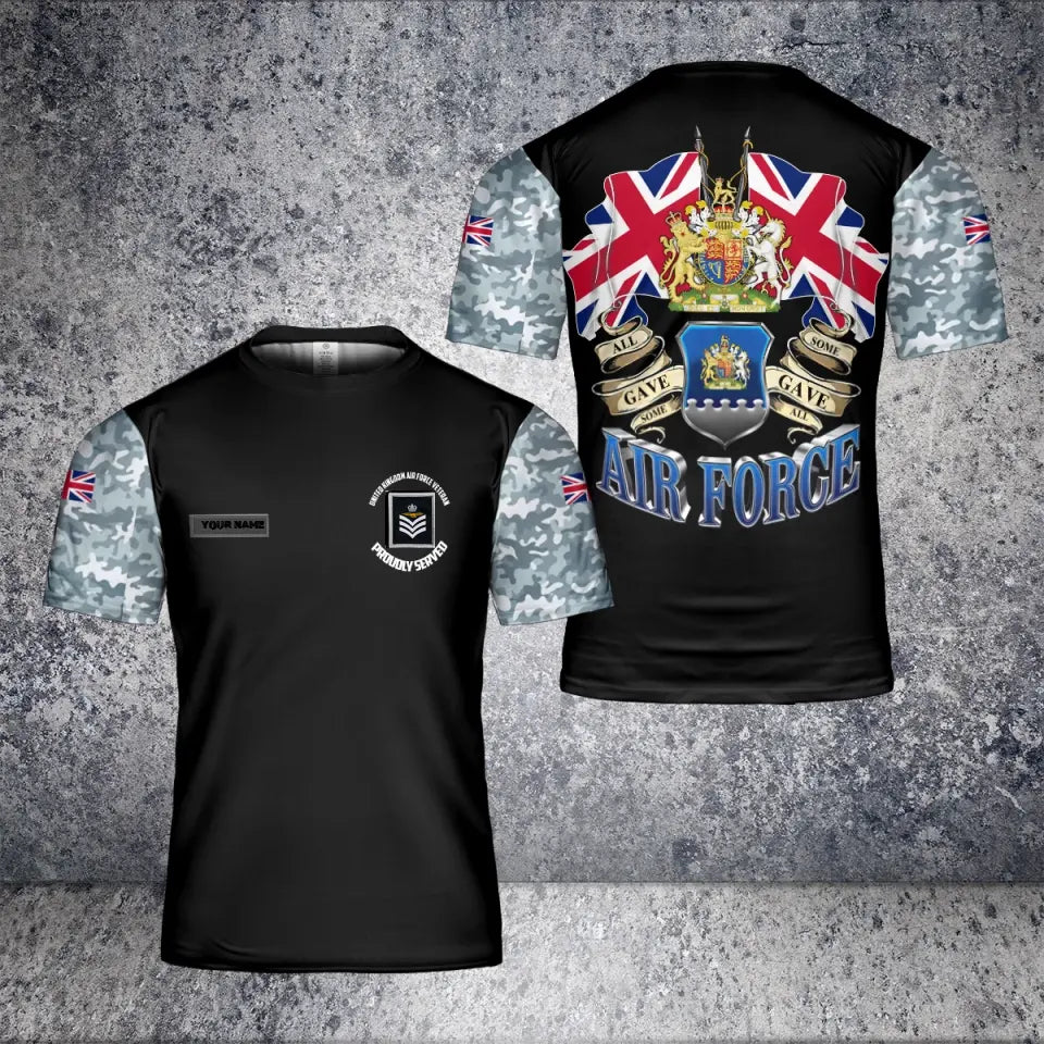 Personalized United Kingdom Solider/ Veteran Camo With Name And Rank T-Shirt 3D Printed - 1680739207