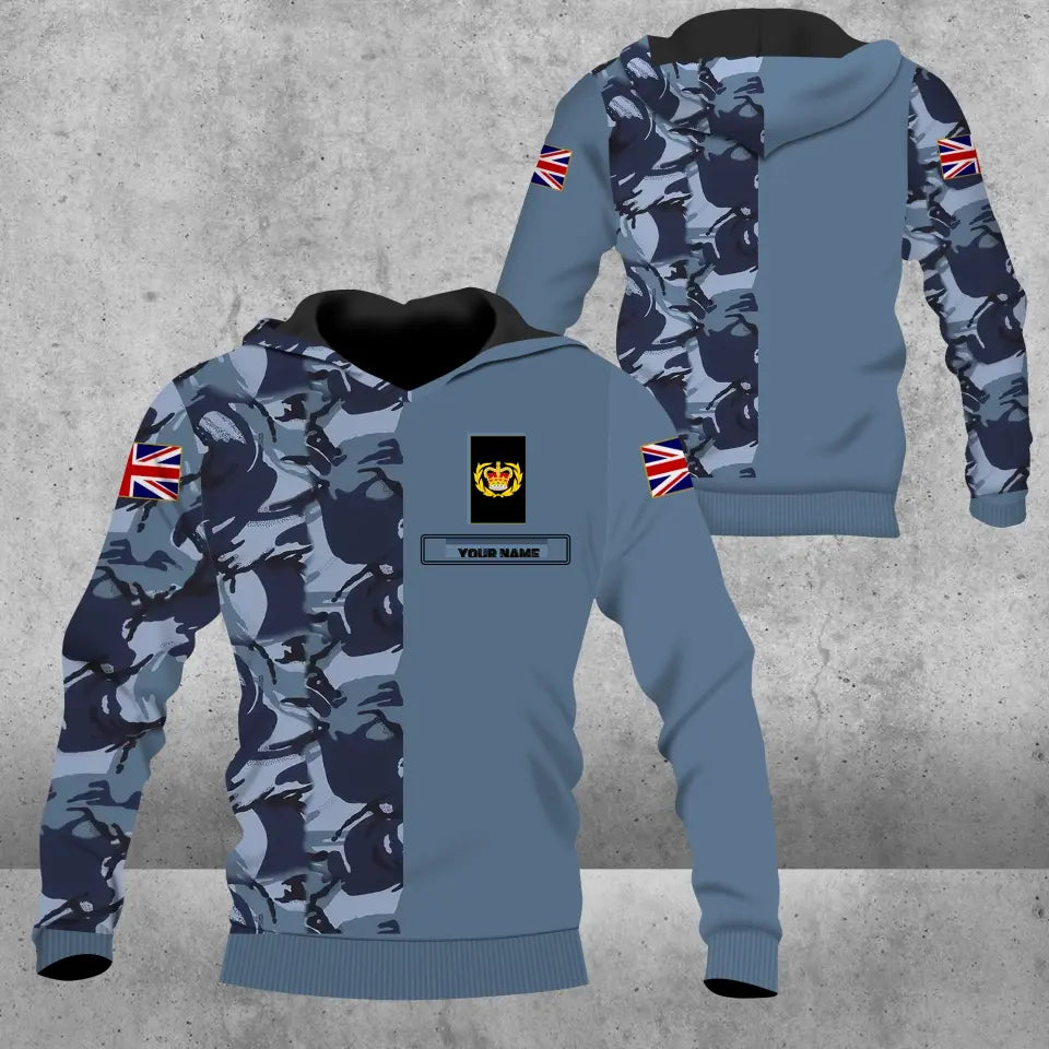 Personalized United Kingdom Solider/ Veteran Camo With Name And Rank Hoodie 3D Printed - 0604230009