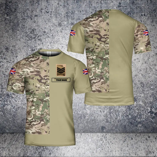 Personalized United Kingdom Solider/ Veteran Camo With Name And Rank T-Shirt 3D Printed - 0604230009
