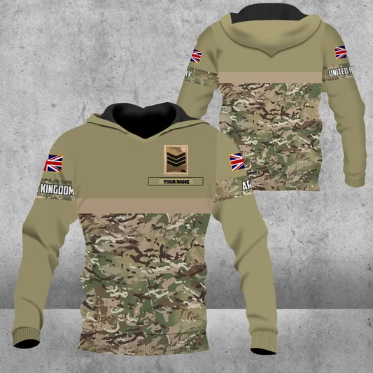 Personalized United Kingdom Solider/ Veteran Camo With Name And Rank Hoodie 3D Printed - 0604230010