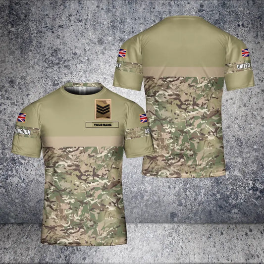 Personalized United Kingdom Solider/ Veteran Camo With Name And Rank T-Shirt 3D Printed - 0604230010