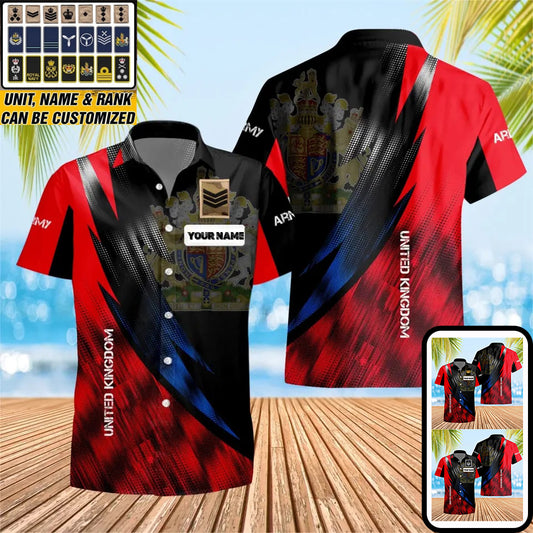 Personalisiertes Hawaiihemd für britische Soldaten/Veteranen im Camouflage-Muster mit Namen und Rang, 3D-Druck – 0805230001