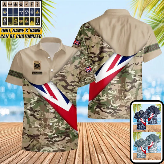 Personalized UK Solider/ Veteran Camo With Name And Rank Hawaii Shirt 3D Printed - 0805230003