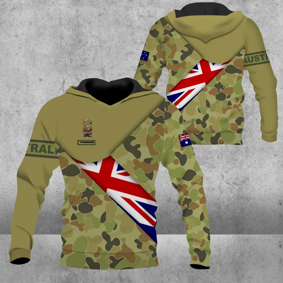 Personalized Australian Solider/ Veteran Camo With Name And Rank Hoodie - 0805230003