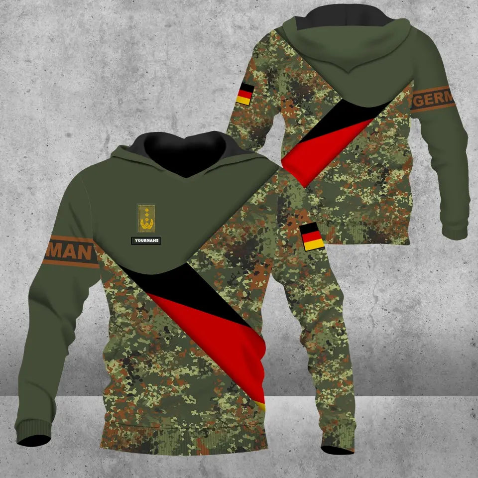 Personalized German Soldier/ Veteran Camo With Name And Rank Hoodie 3D Printed - 0805230003