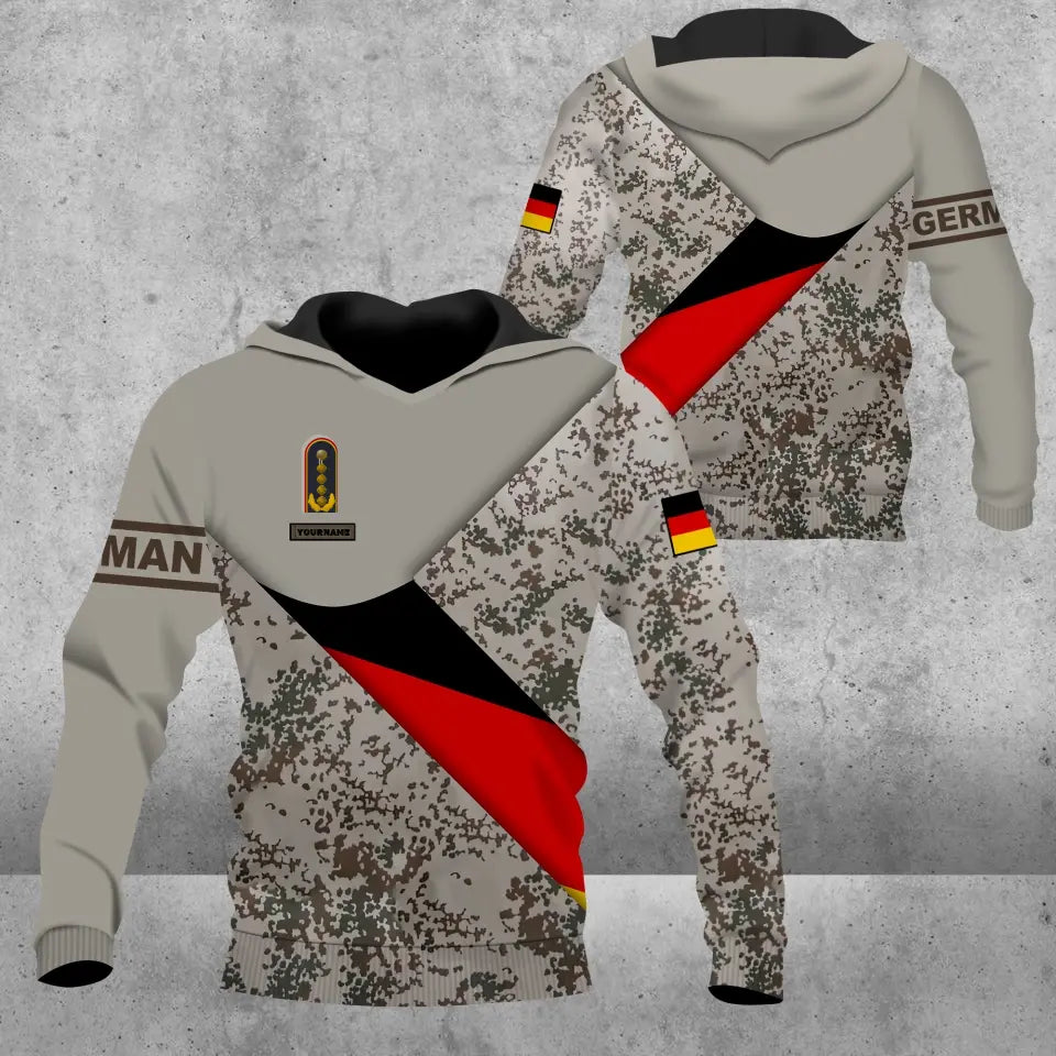 Personalized German Soldier/ Veteran Camo With Name And Rank Hoodie 3D Printed - 0805230003