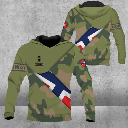 Personalized Norway Solider/ Veteran Camo With Name And Rank Hoodie 3D Printed - 0805230003