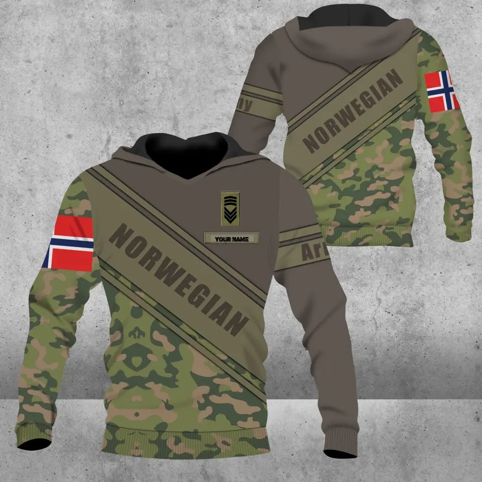 Personalized Norway Solider/ Veteran Camo With Name And Rank Hoodie 3D Printed - 3004230001