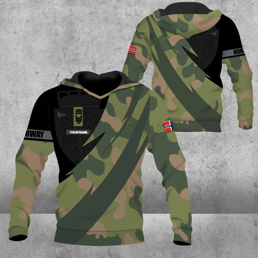 Personalized Norway Solider/ Veteran Camo With Name And Rank Hoodie 3D Printed - 3004230002