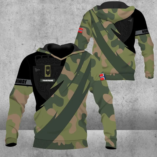 Personalized Norway Solider/ Veteran Camo With Name And Rank Hoodie 3D Printed - 1682812801