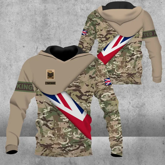Personalized UK Solider/ Veteran Camo With Name And Rank Hoodie 3D Printed - 0805230003