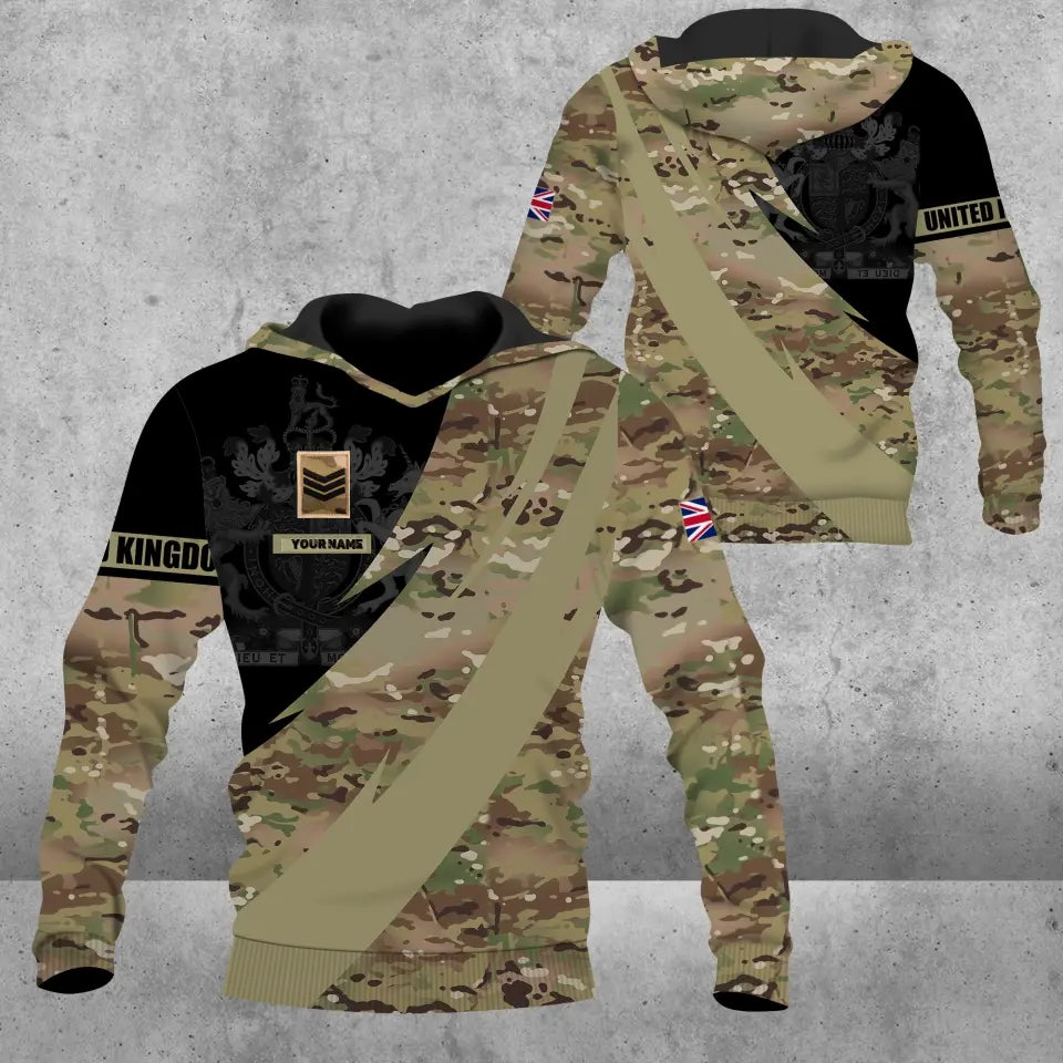 Personalized UK Solider/ Veteran Camo With Name And Rank Hoodie 3D Printed - 3004230002