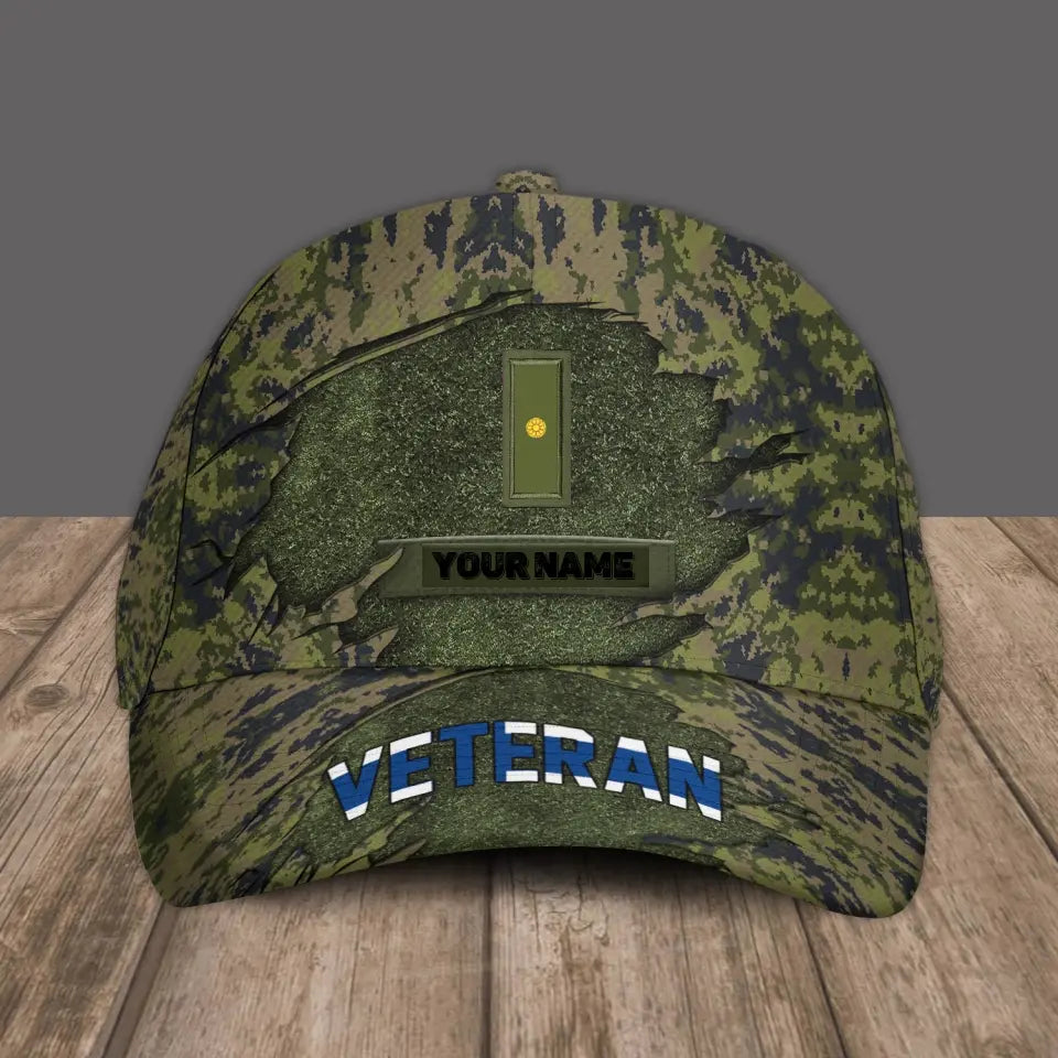 Personalized Rank And Name Finland Soldier/Veterans Camo Baseball Cap - 1305230001 - D04