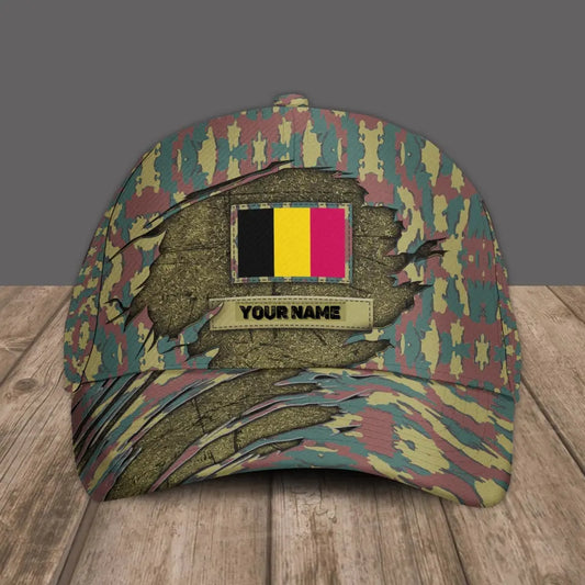 Personalized Rank Belgium Soldier/Veterans Camo Baseball Cap - 1605230001 - D04