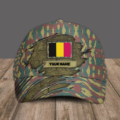 Personalized Rank Belgium Soldier/Veterans Camo Baseball Cap - 1605230001 - D04