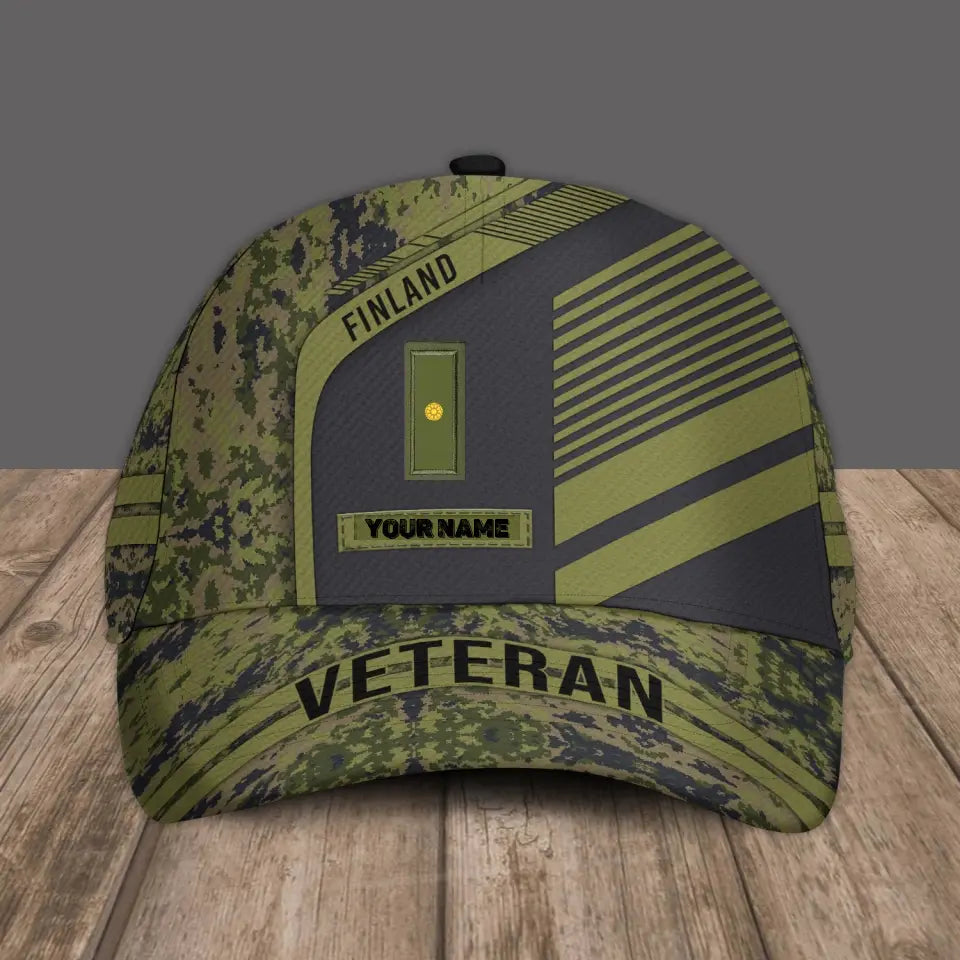 Personalized Rank And Name Finland Soldier/Veterans Camo Baseball Cap - 1305230002 - D04