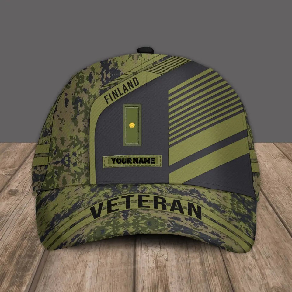 Personalized Rank And Name Finland Soldier/Veterans Camo Baseball Cap - 2002240001