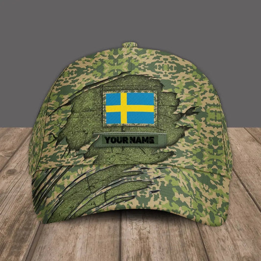 Personalized Name Sweden Soldier/Veterans Camo Baseball Cap - 1605230001 - D04