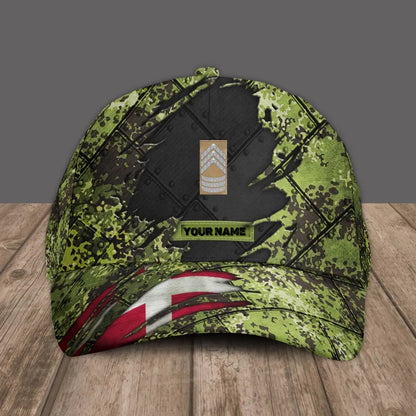 Personalized Name And Rank Denmark Camo Baseball Cap Soldier/Veteran - 16842816 - D04