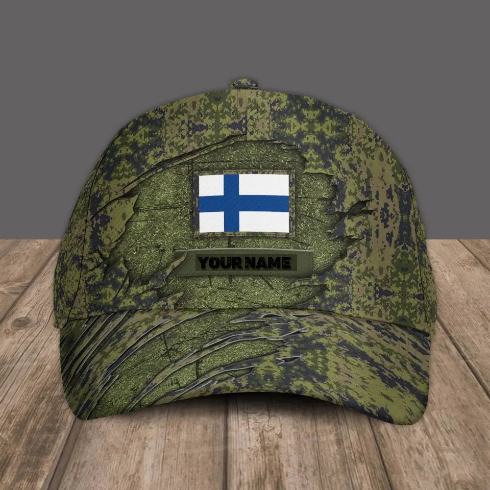 Personalized Name Finland Soldier/Veterans Camo Baseball Cap - 1605230001 - D04