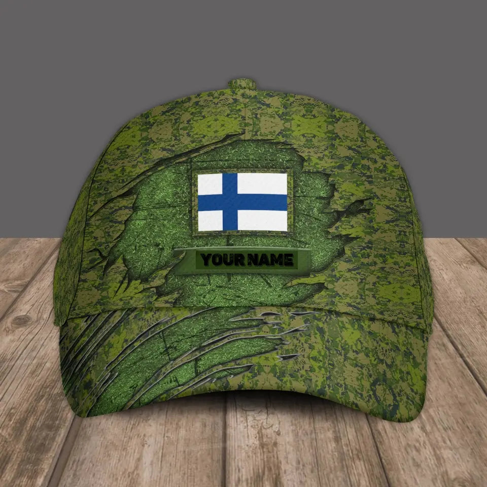 Personalized Name Finland Soldier/Veterans Camo Baseball Cap - 1605230001 - D04