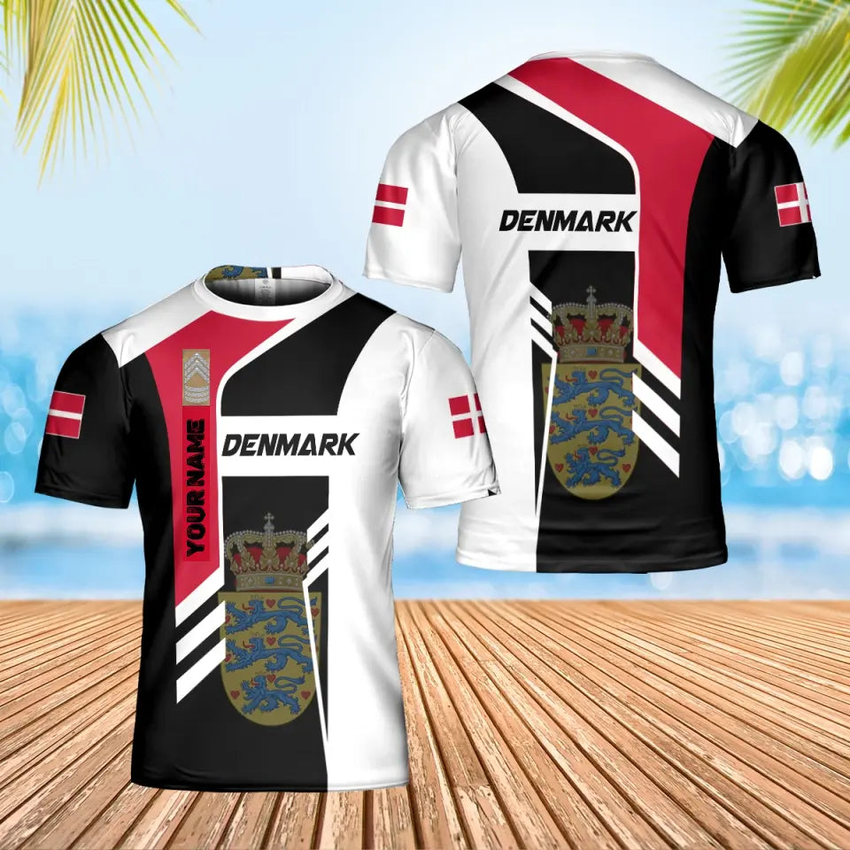 Personalized Denmark Solider/ Veteran Camo With Name And Rank T-Shirt 3D Printed - 1705230001-D04