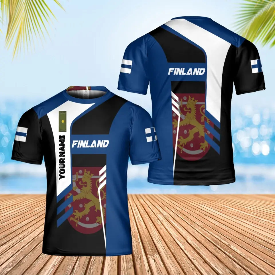 Personalized Finland Solider/ Veteran Camo With Name And Rank T-Shirt 3D Printed - 1705230001-D04