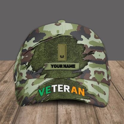 Personalized Rank And Name Ireland Soldier/Veterans Camo Baseball Cap - 1305230001 - D04