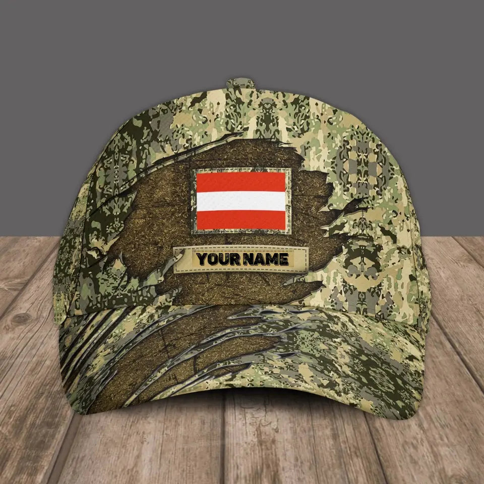 Personalized Name Austrian Camo Baseball Cap Soldier/Veteran - 1605230001 - D04