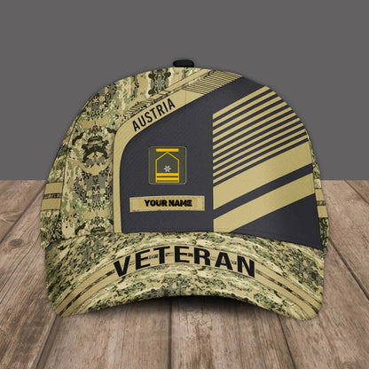 Personalized Name And Rank Austrian Camo Baseball Cap Soldier/Veteran - 2002240001