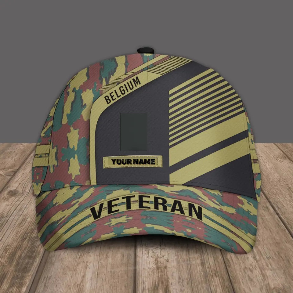 Personalized Rank And Name Belgium Soldier/Veterans Camo Baseball Cap - 2002240001