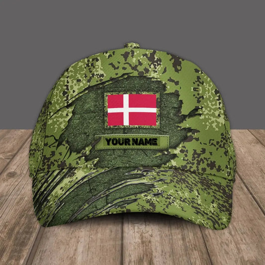 Personalized Name  Denmark Camo Baseball Cap Soldier/Veteran - 1605230001 - D04