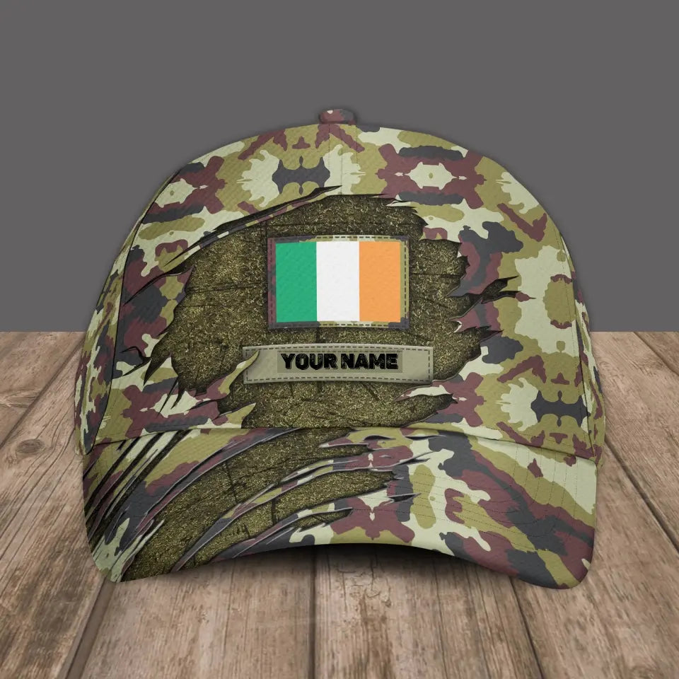 Personalized Name Ireland Soldier/Veterans Camo Baseball Cap - 1605230001 - D04