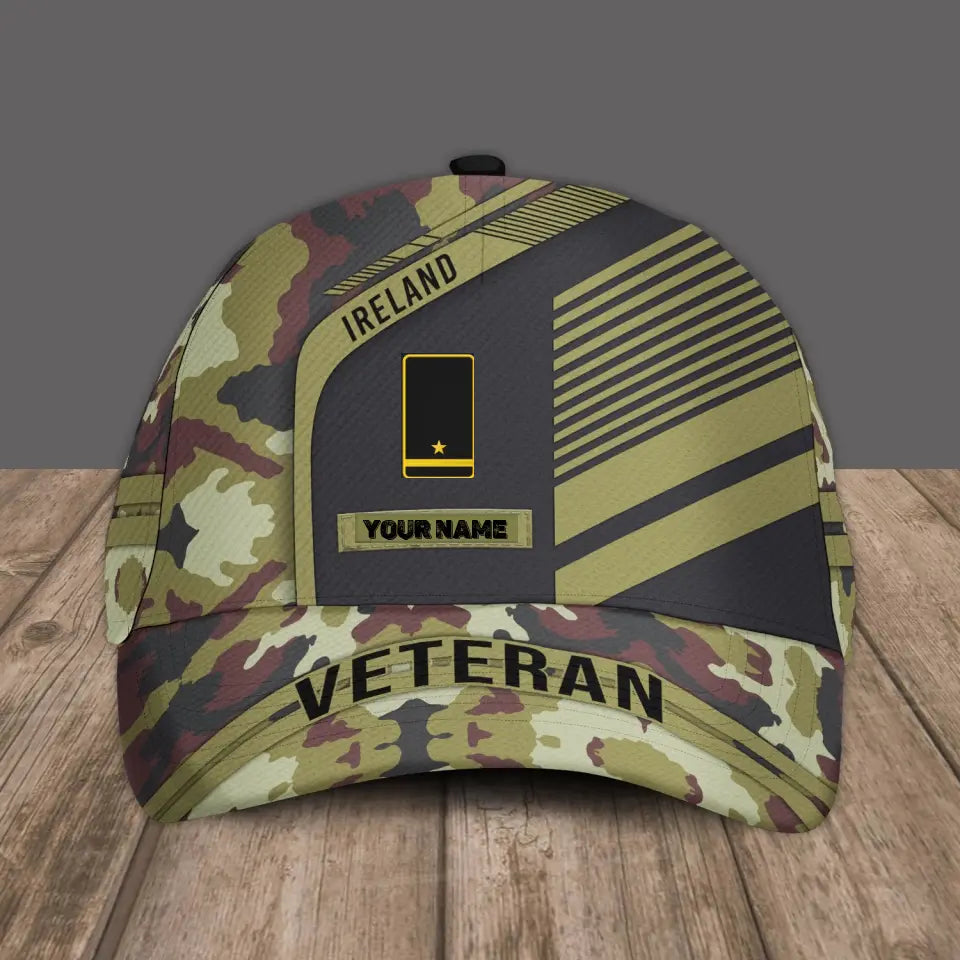 Personalized Rank And Name Ireland Soldier/Veterans Camo Baseball Cap - 17083872