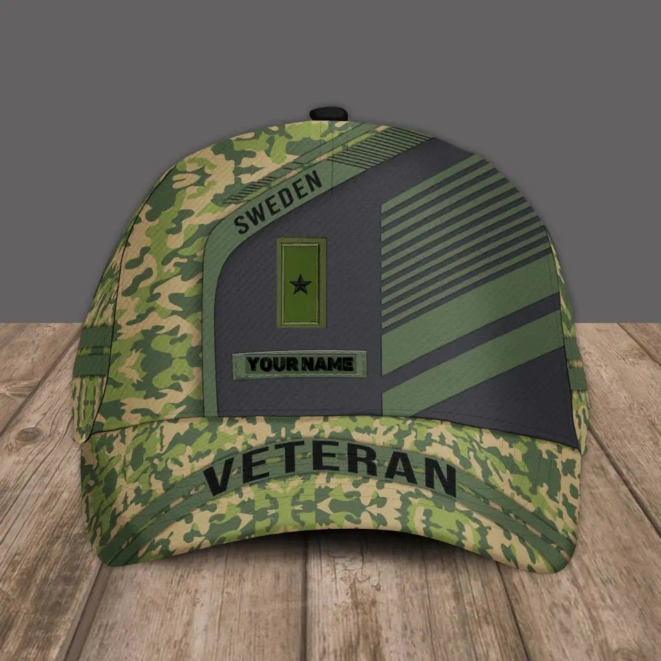 Personalized Rank And Name Sweden Soldier/Veterans Camo Baseball Cap - 2002240001