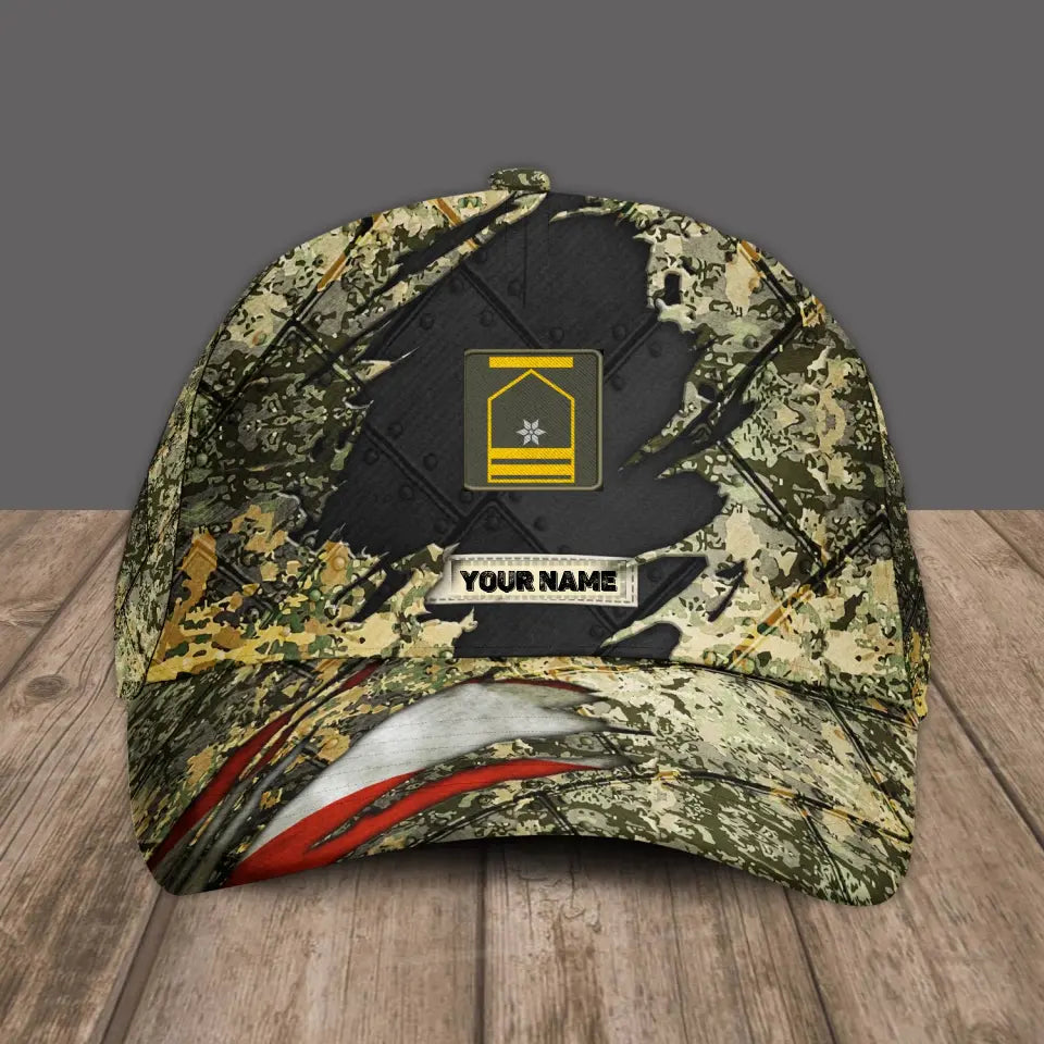 Personalized Name And Rank Austrian Camo Baseball Cap Soldier/Veteran - 1705230001 - D04