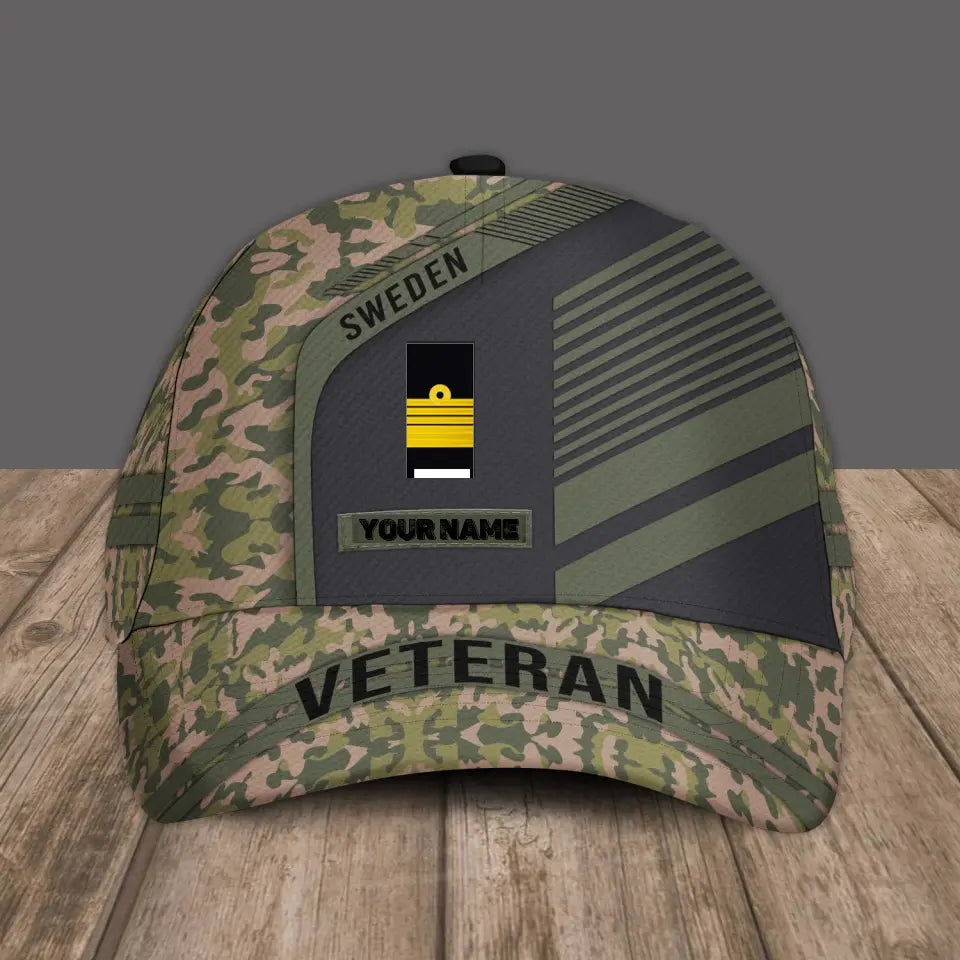 Personalized Rank And Name Sweden Soldier/Veterans Camo Baseball Cap - 1605230001 - D04