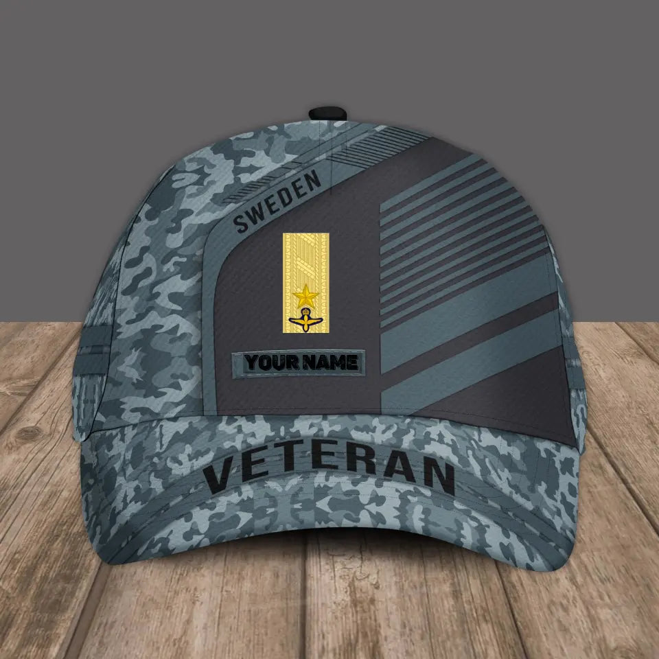 Personalized Rank And Name Sweden Soldier/Veterans Camo Baseball Cap - 2002240001