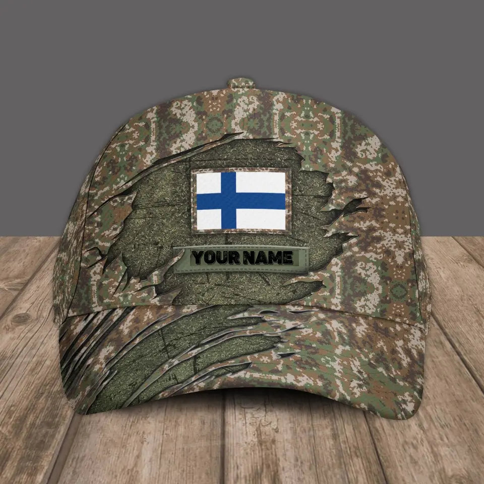 Personalized Name Finland Soldier/Veterans Camo Baseball Cap - 1605230001 - D04