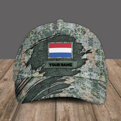 Personalized Rank Netherlands Soldier/Veterans Camo Baseball Cap - 1605230001 - D04